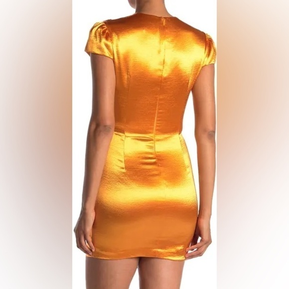 cinq a Sept Natalia Short Sleeve Satin Mini Dress in Citrine Orange | Size 0 - Picture 15 of 15
